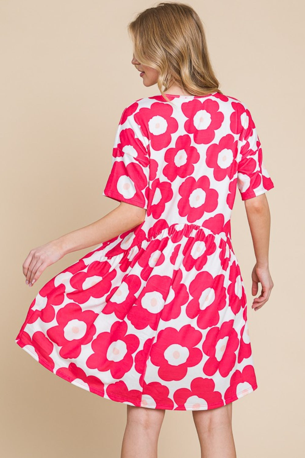 BOMBOM Flower Print Ruched Dress *