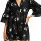 Ruched Printed Three-Quarter Sleeve Mini Dress