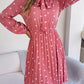 Polka Dot Tie Neck Pleated Dress