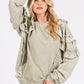 Mittoshop Ruffled Mineral Washed Round Neck Long Sleeve Sweatshirt