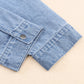Drawstring Snap Down Denim Jacket with Chest Pockets