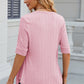 Full Size Eyelet Half Sleeve T-Shirt