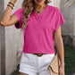 Textured Surplice Short Sleeve Blouse