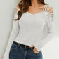 Rhinestone Cutout Long Sleeve T-Shirt