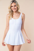 White Birch Off White Sleeveless Performance Knit Swim Dress *