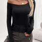 Single Shoulder Long Sleeve Lace T-Shirt