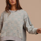 BiBi Mineral Washed Checkered Round Neck Denim Top - Brand BiBi