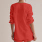 Notched Long Sleeve Top and Shorts Set