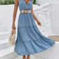 Tie Shoulder Smocked Waist Sleeveless Tiered Dress