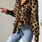 Leopard Collared Neck Long Sleeve Shirt