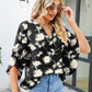 Printed Notched Half Sleeve Blouse