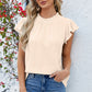 Ruffled Round Neck Cap Sleeve Blouse