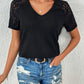 Full Size Lace Detail V-Neck Short Sleeve T-Shirt