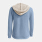 Full Size Waffle-Knit Contrast Long Sleeve Hoodie