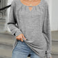 Full Size Cutout Round Neck Long Sleeve T-Shirt