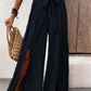 Tied Slit Wide Leg Pants
