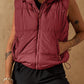 Drawstring Zip Up Hooded Vest Coat