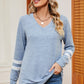 Striped V-Neck Long Sleeve T-Shirt