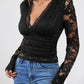 Perfee V-Neck Long Sleeve Lace Top