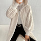 Open Front Long Sleeve Fuzzy Hooded Jacket