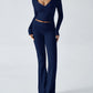Devine Ruched Long Sleeve Top and Pants Set