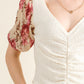 And The Why Full Size Floral Print Textured Sleeve Knit Top