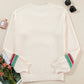 Letter Round Neck Long Sleeve Sweater