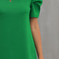 Round Neck Puff Sleeve Mini Dress