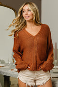 BiBi V-Neck Cable Knit Sweater *
