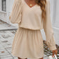Cutout V-Neck Long Sleeve Mini Dress