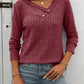Ribbed V-Neck Long Sleeve T-Shirt