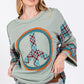 SAGE + FIG Peace Applique Patch Contrast Plaid Top