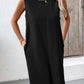 Pocketed Round Neck Sleeveless Mini Dress