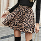 Ruffled Leopard Elastic Waist Skirt