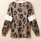 Leopard V-Neck Long Sleeve Blouse