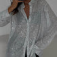 Sequin Button Up Long Sleeve Shirt