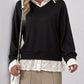 Perfee Faux Layered Contrast Long Sleeve Sweatshirt