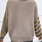Striped & Checkered Turtleneck Dropped Shoulder Sweater