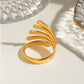 18K Gold-Plated Stainless Steel Irregular Lines Open Ring