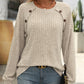 Full Size Decor Button Long Sleeve Ribbed T-Shirt