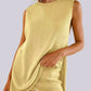 Mandy Side Slit Round Neck Tank and Shorts Sweater Set