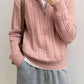 Cable-Knit Half Zip Long Sleeve Sweater
