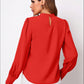 Ruched Mock Neck Long Sleeve Blouse
