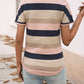 Devine Color Block V-Neck Short Sleeve Knit Top