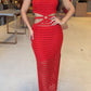 Cutout Slit Round Neck Sweater Dress