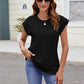 Textured Round Neck Cap Sleeve T-Shirt