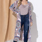 And The Why Printed Kimono Open Front Longline Cardigan