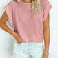 Full Size Textured Round Neck Cap Sleeve Blouse