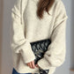 Contrast Trim Round Neck Dropped Shoulder Sweater