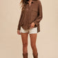 Annie Wear Openwork Button Down Drop Shoulder Shirt